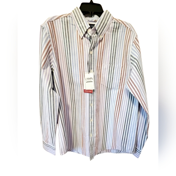 Chaps Multi-Color Striped Button Down Shirt Men's Size Large NWT - Picture 1 of 11